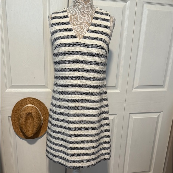 J. Crew Striped Blue and White Sleeveless Cotton blend Dress 8 - Picture 1 of 12